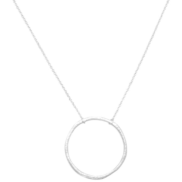 925 Sterling Silver Textured Circle Necklace! NEW! - Picture 4 of 4